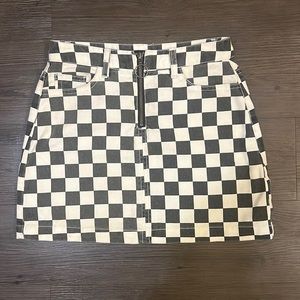 BDG Checkered Denim Mini Skirt